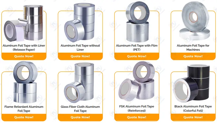 common types of aluminum foil tapes