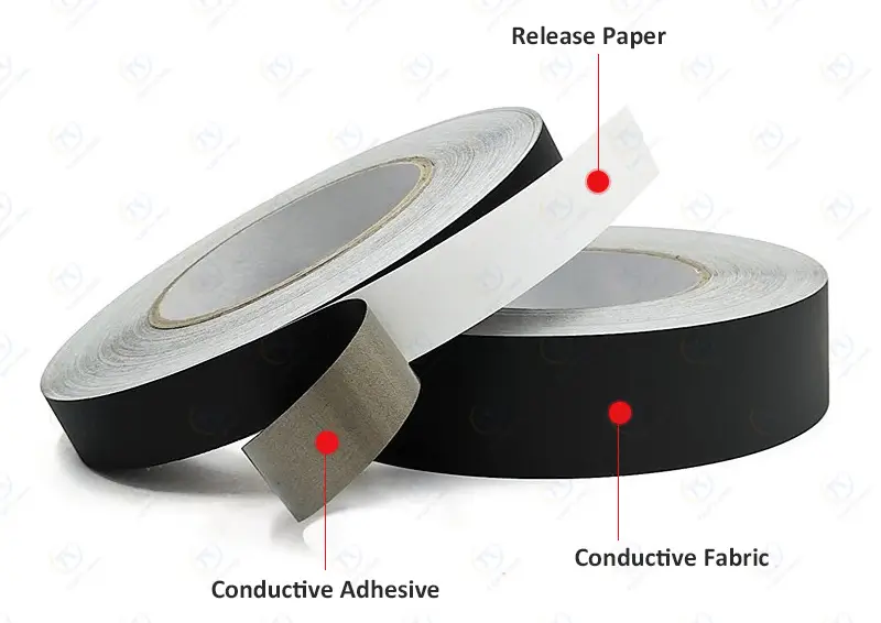 emi shielding black conductive fabric tape structure