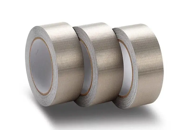 silver conductive fabric tape grid weave